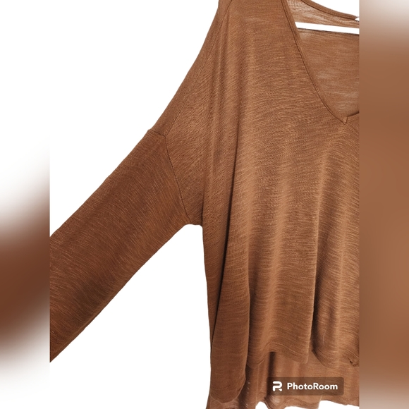 Madewell Long-Sleeve Copper V-Neck Hi-low Tee SZ Medium - Picture 3 of 6